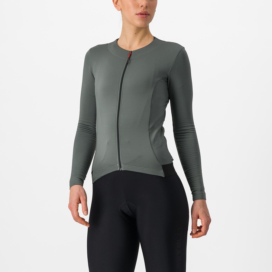 Grey Women Castelli FLY LS W Jersey | MLXP-15973