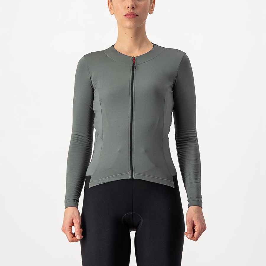 Grey Women Castelli FLY LS W Jersey | MLXP-15973