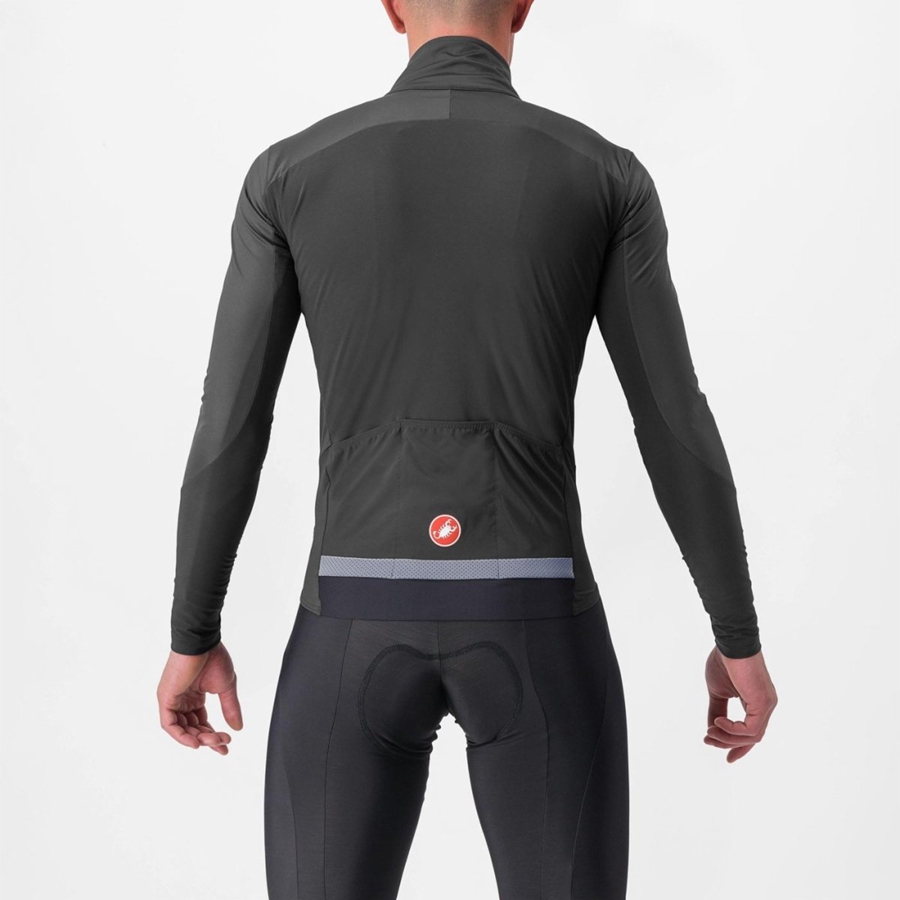 Grey / Dark Grey / Red Men Castelli BETA RoS Jackets | QPZN-53192