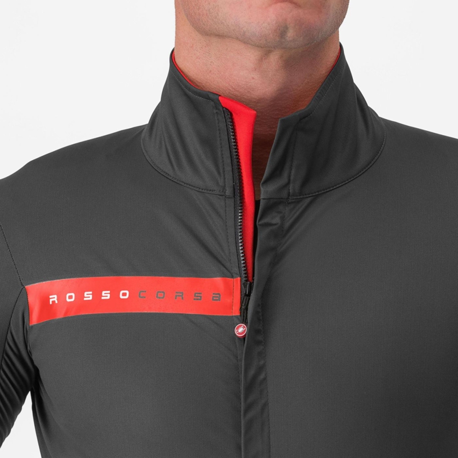 Grey / Dark Grey / Red Men Castelli BETA RoS Jackets | QPZN-53192