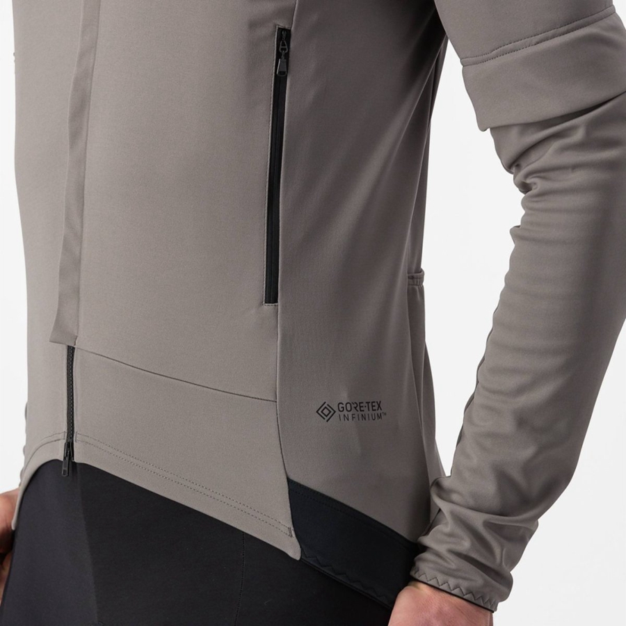 Grey / Khaki Grey Men Castelli PERFETTO RoS 2 CONVERTIBLE Jackets | XKZE-95048