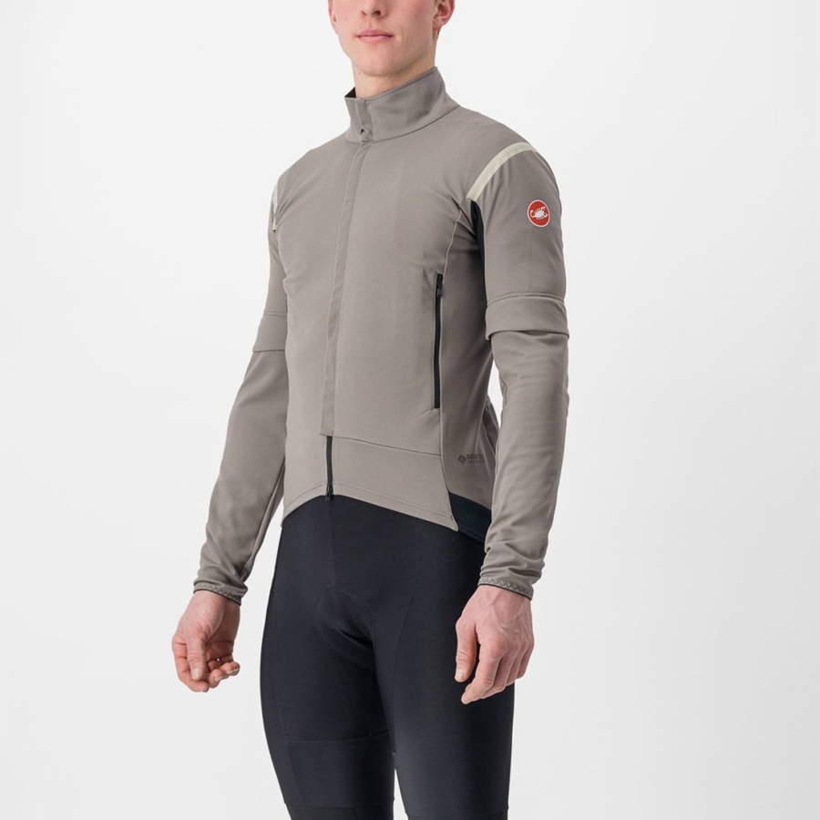 Grey / Khaki Grey Men Castelli PERFETTO RoS 2 CONVERTIBLE Jackets | XKZE-95048