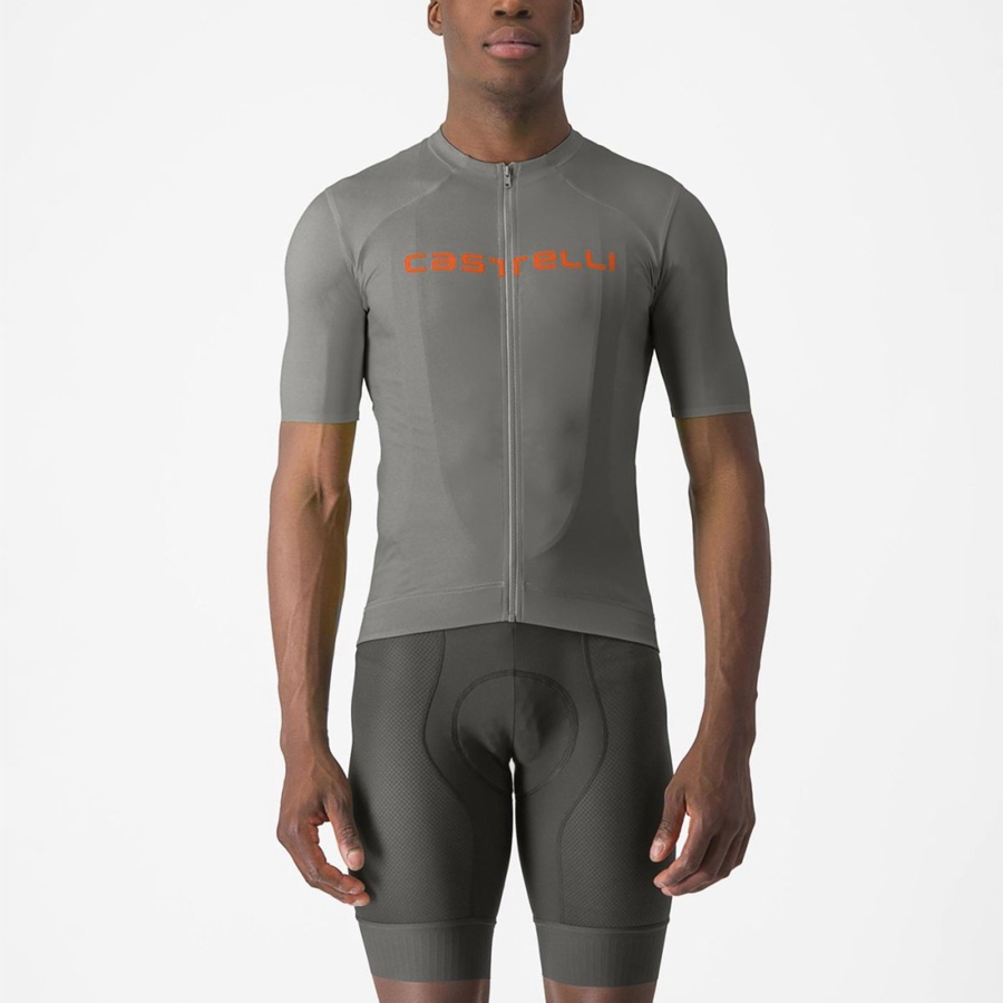 Grey / Orange Men Castelli PROLOGO LITE Jersey | MORV-82671