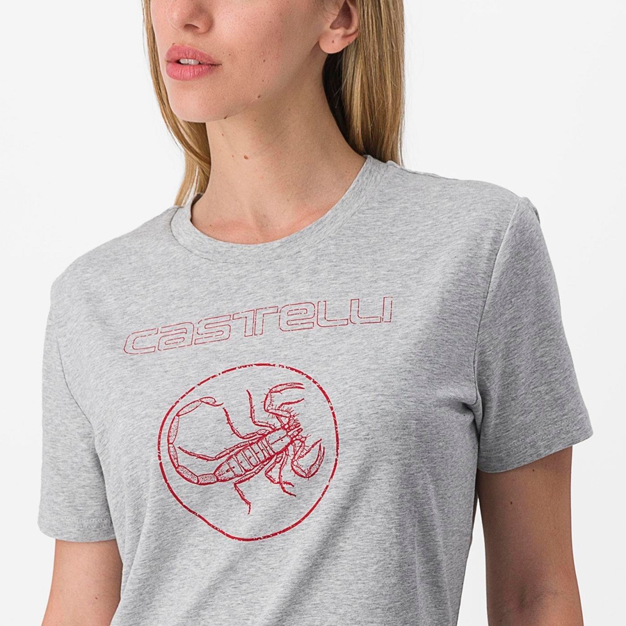 Khaki Grey Women Castelli PEDALARE TEE Casual | IKAE-93476