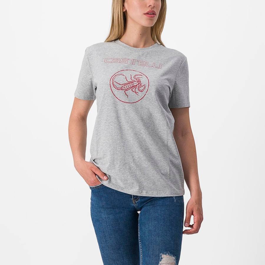 Khaki Grey Women Castelli PEDALARE TEE Casual | IKAE-93476