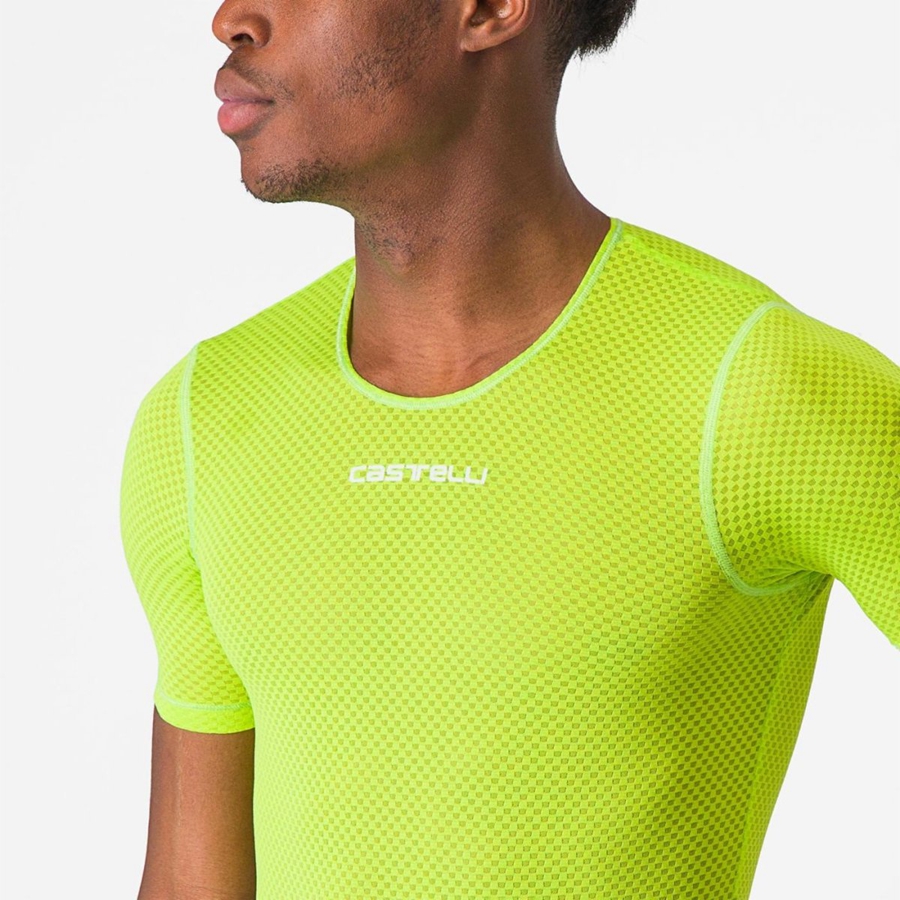 Light Green Men Castelli PRO MESH 2.0 SHORT SLEEVE Base Layer | QXTJ-98312