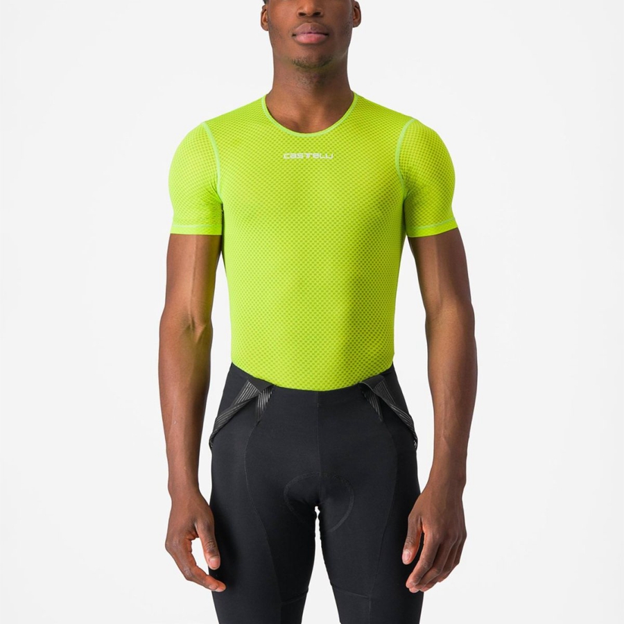 Light Green Men Castelli PRO MESH 2.0 SHORT SLEEVE Base Layer | QXTJ-98312