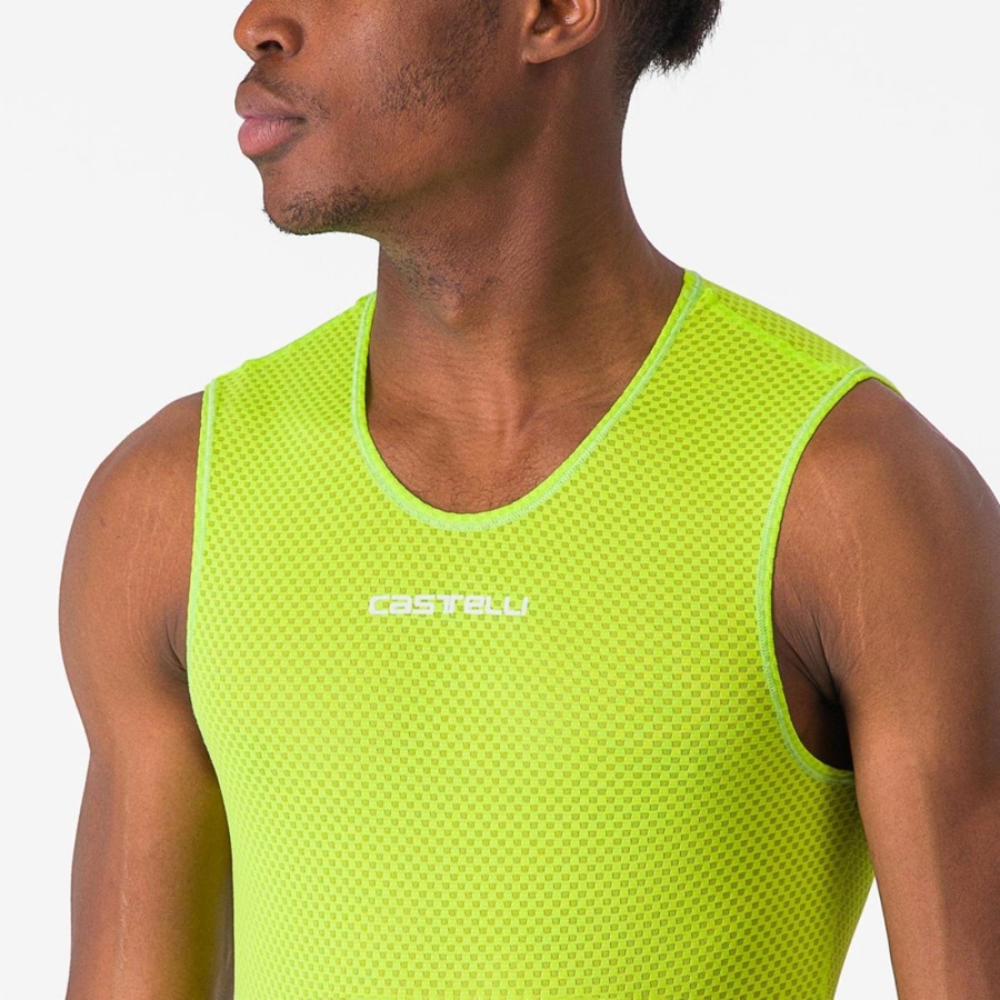 Light Green Men Castelli PRO MESH 2.0 SLEEVELESS Base Layer | KFRC-97251