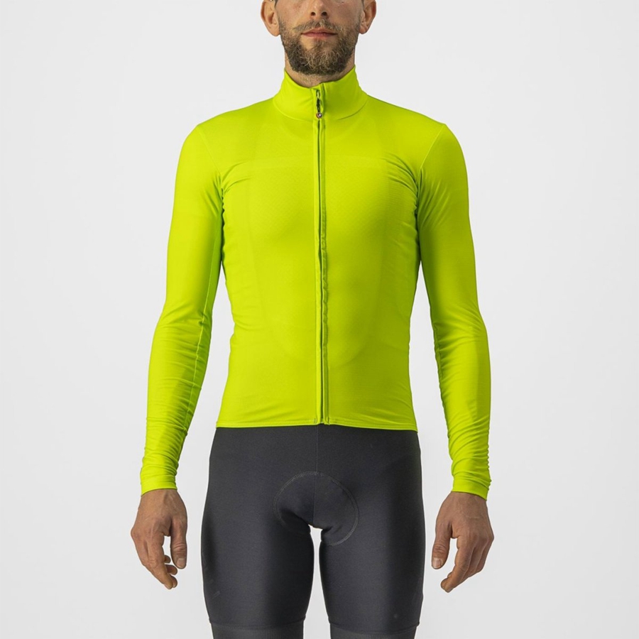 Light Green Men Castelli PRO THERMAL MID LS Jersey | QGRC-49572