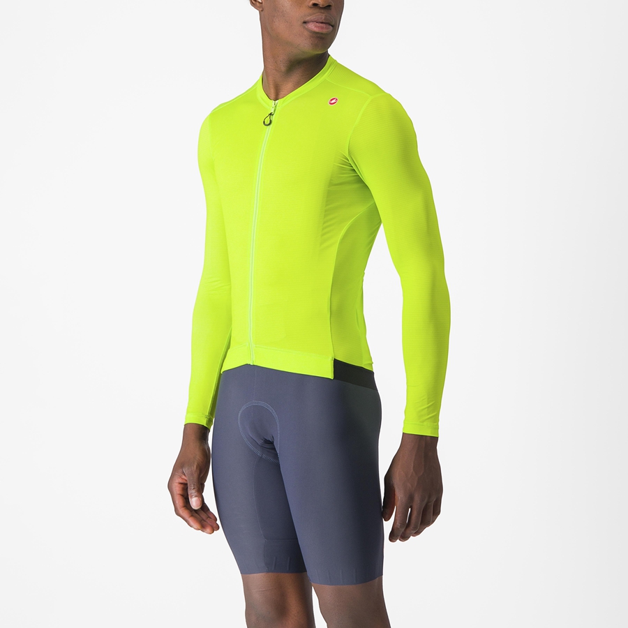 Light Green / Deep Green Men Castelli ESPRESSO LS Jersey | KGYX-85012