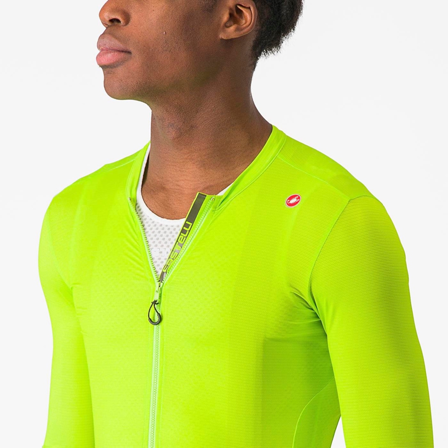 Light Green / Deep Green Men Castelli ESPRESSO LS Jersey | KGYX-85012