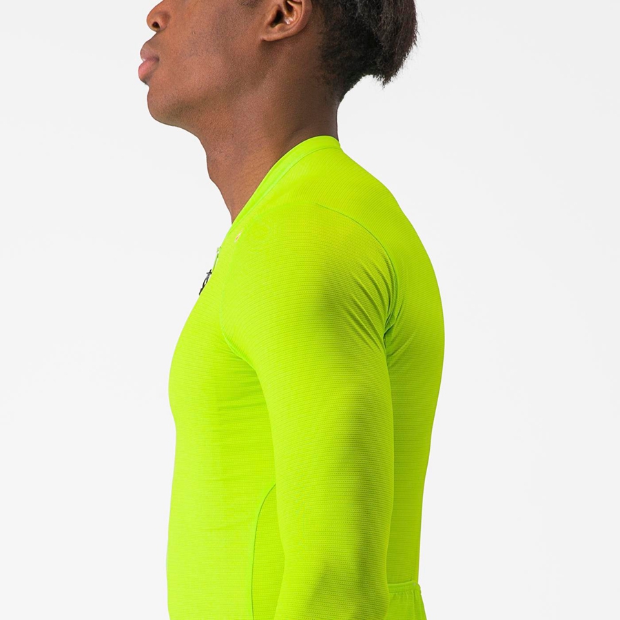 Light Green / Deep Green Men Castelli ESPRESSO LS Jersey | KGYX-85012