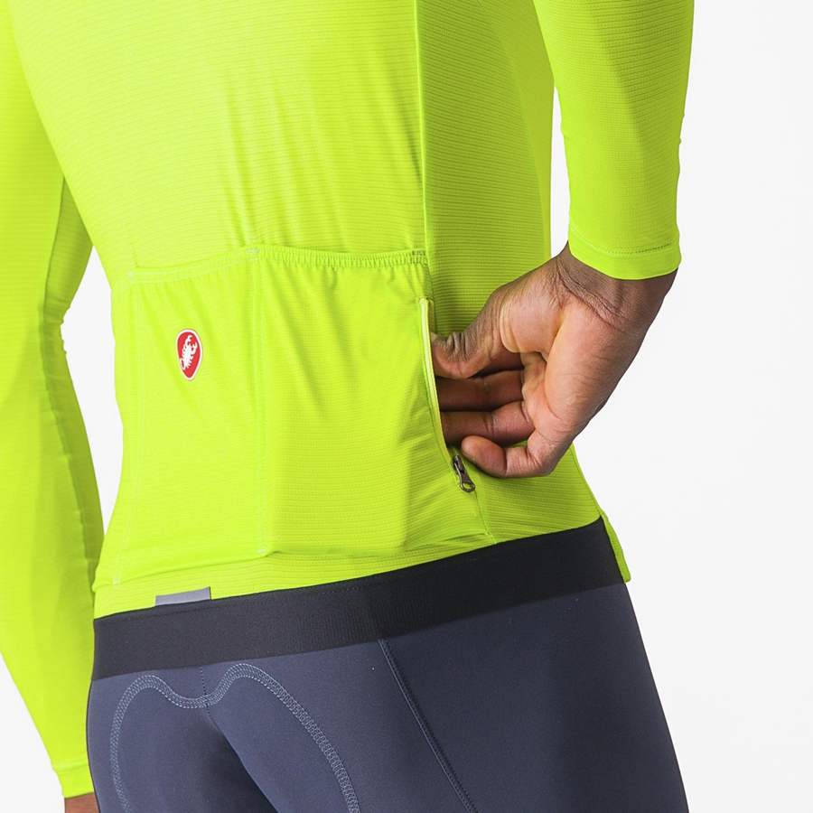 Light Green / Deep Green Men Castelli ESPRESSO LS Jersey | KGYX-85012