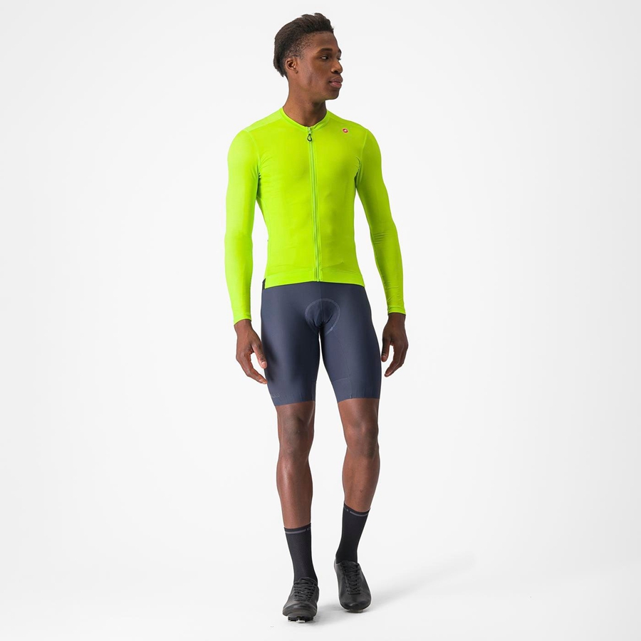 Light Green / Deep Green Men Castelli ESPRESSO LS Jersey | KGYX-85012