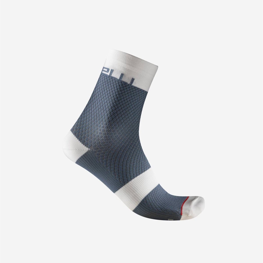 Light Grey Blue / White Women Castelli VELOCISSIMA 12 Socks | QTGR-13806