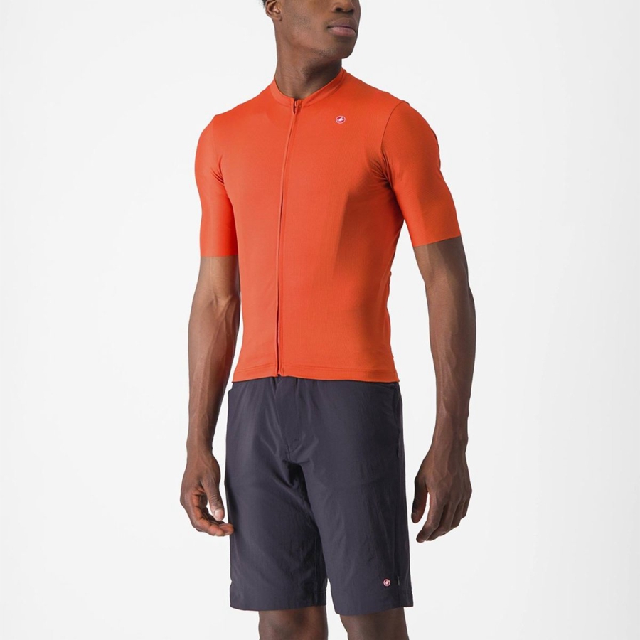 Orange Red / Grey Men Castelli UNLIMITED ENTRATA 2 Jersey | ZYWL-31679