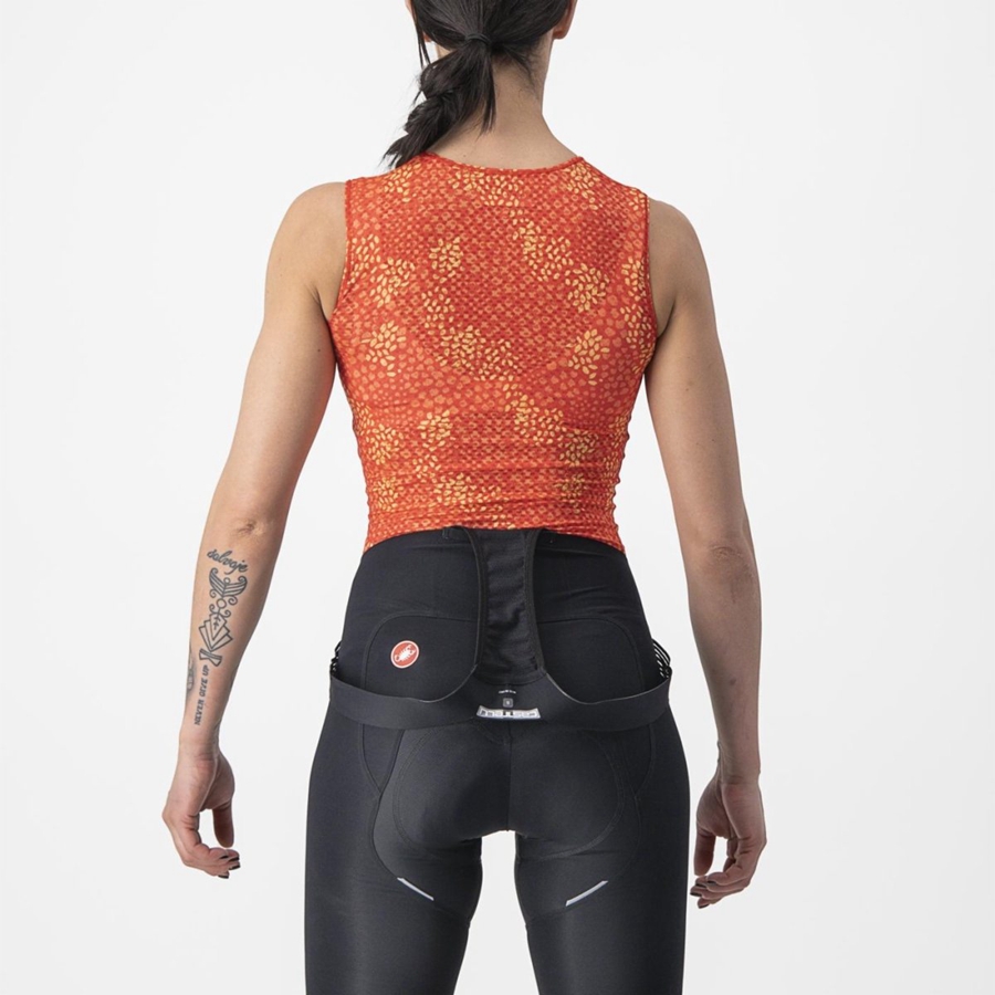 Orange Women Castelli PRO MESH 4 W SLEEVELESS Base Layer | WORG-94683