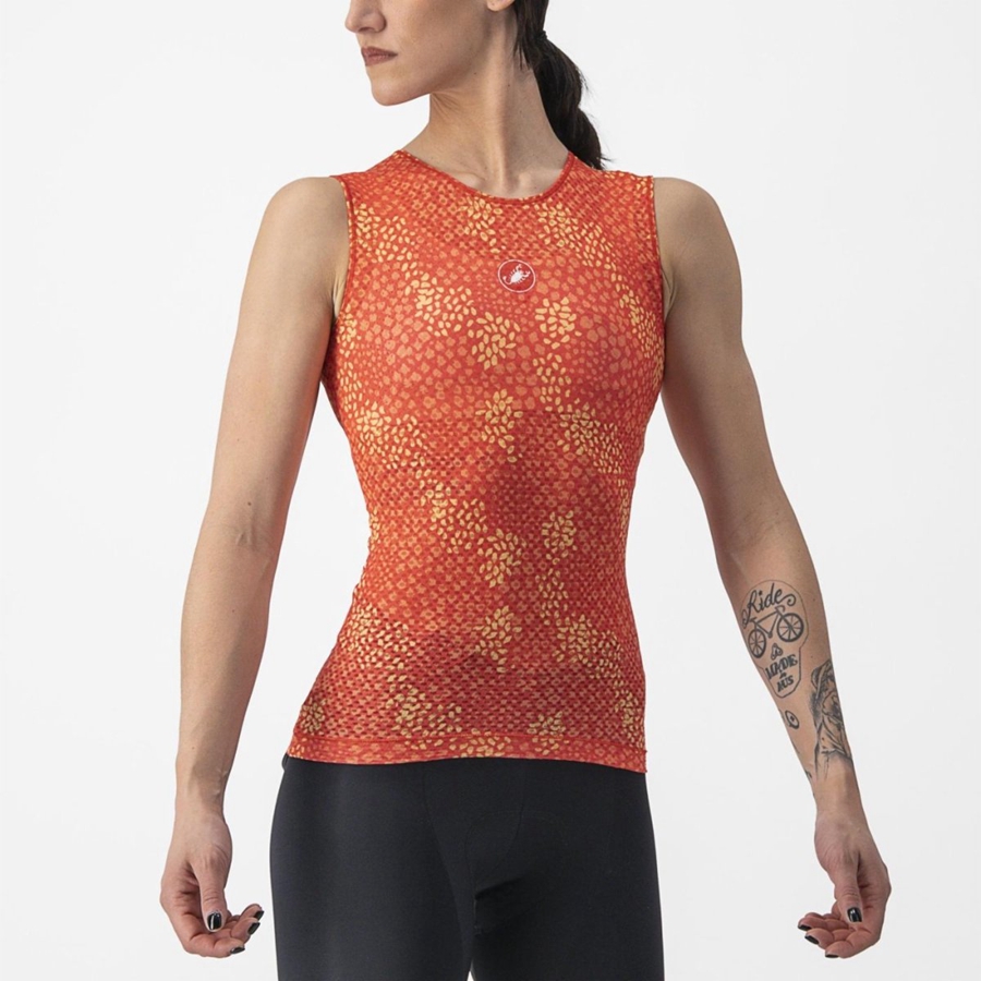 Orange Women Castelli PRO MESH 4 W SLEEVELESS Base Layer | WORG-94683