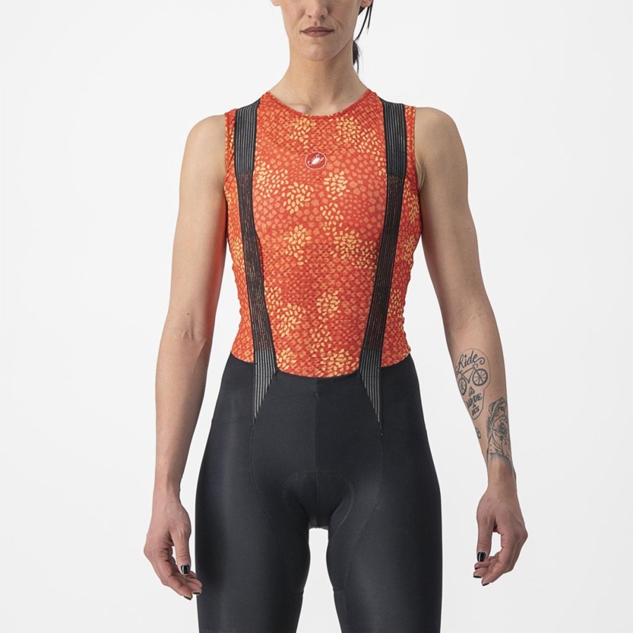 Orange Women Castelli PRO MESH 4 W SLEEVELESS Base Layer | WORG-94683