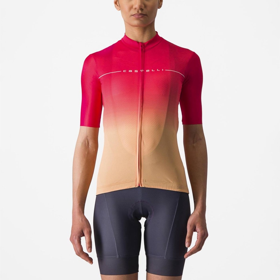 Orange / White Women Castelli SALITA Jersey | EHNR-81527