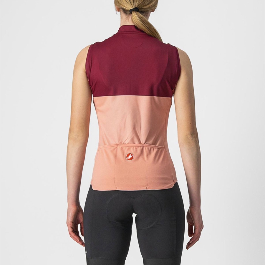 Pink / Burgundy Women Castelli VELOCISSIMA SLEEVELESS Jersey | UVCW-69217