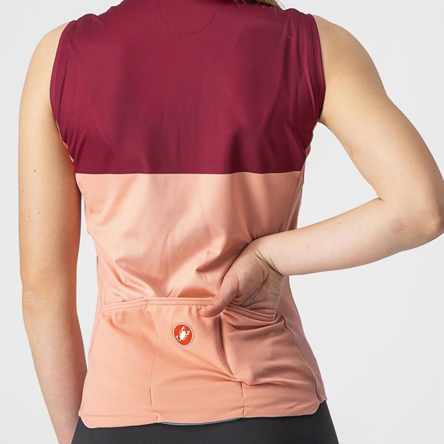 Pink / Burgundy Women Castelli VELOCISSIMA SLEEVELESS Jersey | UVCW-69217