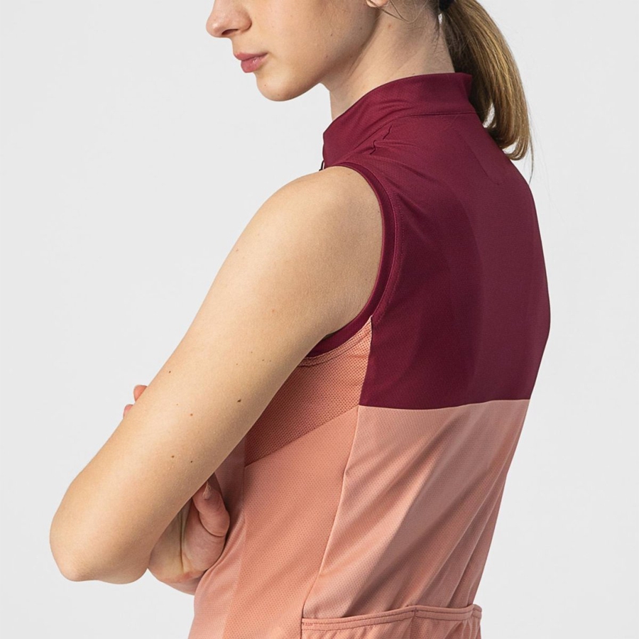 Pink / Burgundy Women Castelli VELOCISSIMA SLEEVELESS Jersey | UVCW-69217