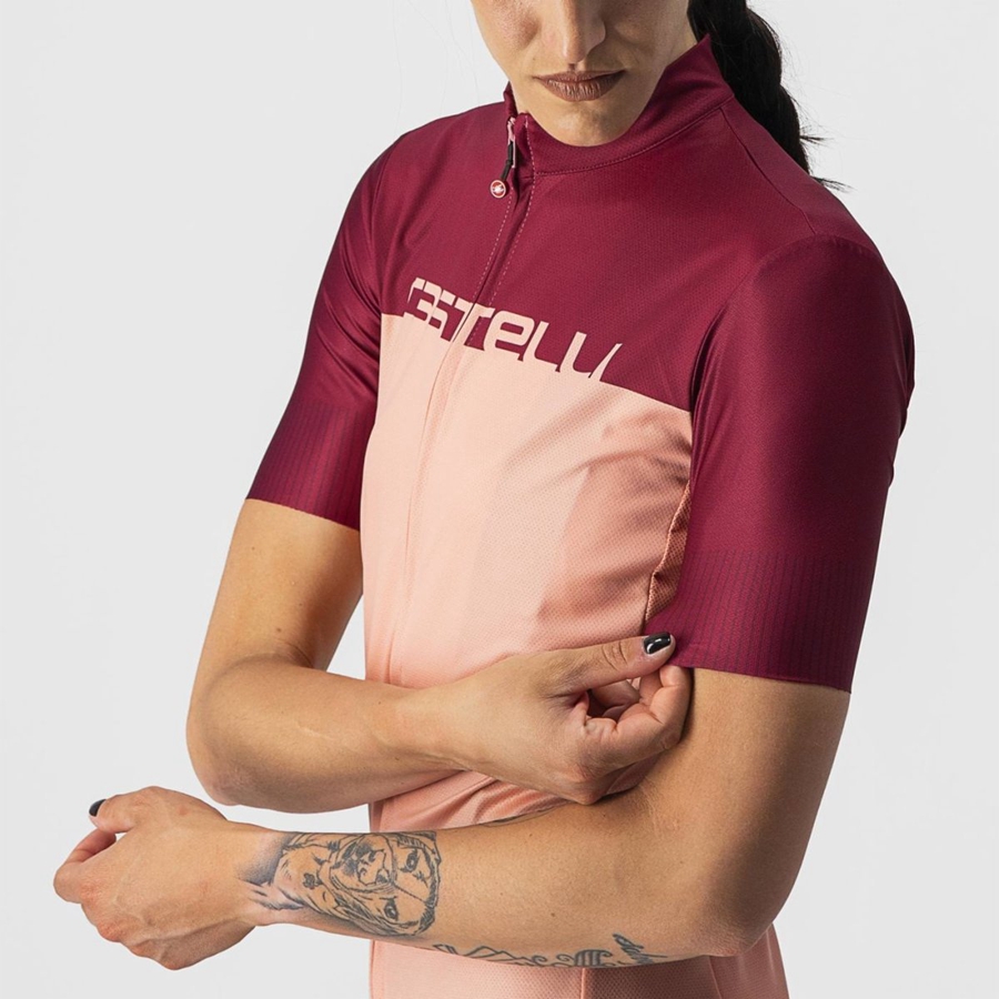 Pink / Burgundy Women Castelli VELOCISSIMA Jersey | VOXI-79653