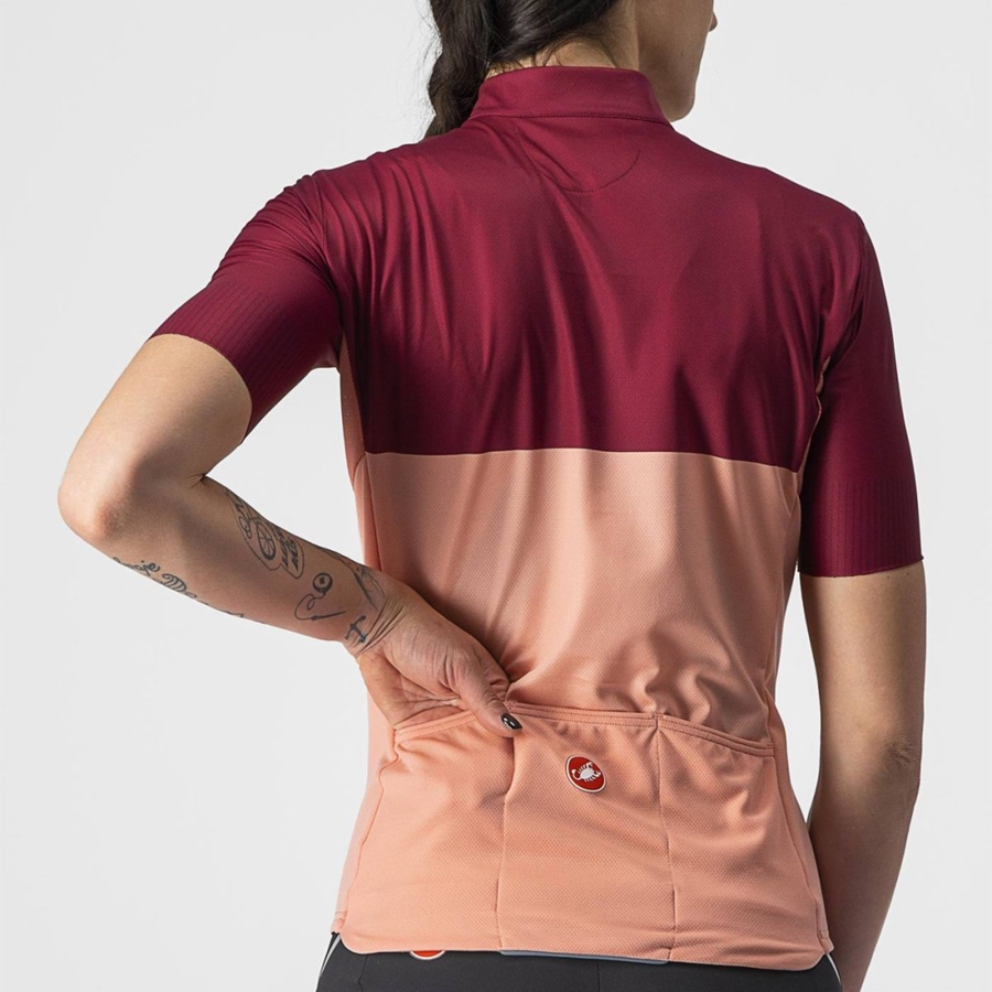 Pink / Burgundy Women Castelli VELOCISSIMA Jersey | VOXI-79653