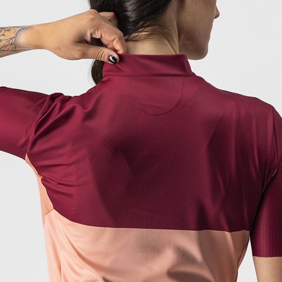 Pink / Burgundy Women Castelli VELOCISSIMA Jersey | VOXI-79653