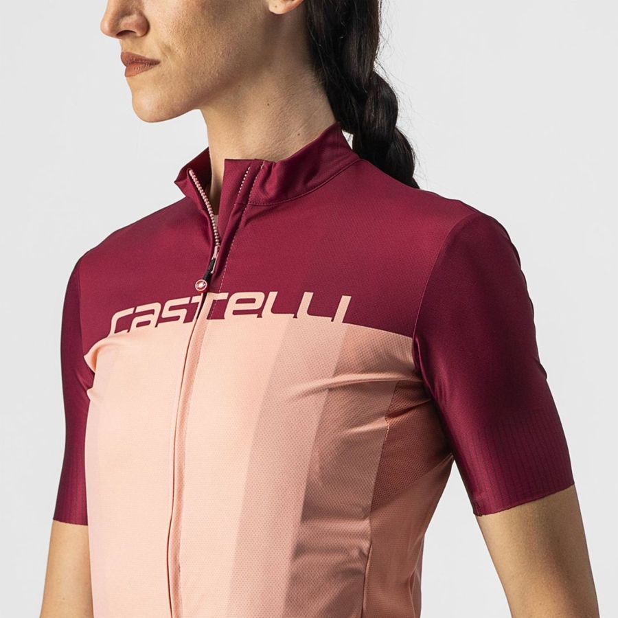 Pink / Burgundy Women Castelli VELOCISSIMA Jersey | VOXI-79653