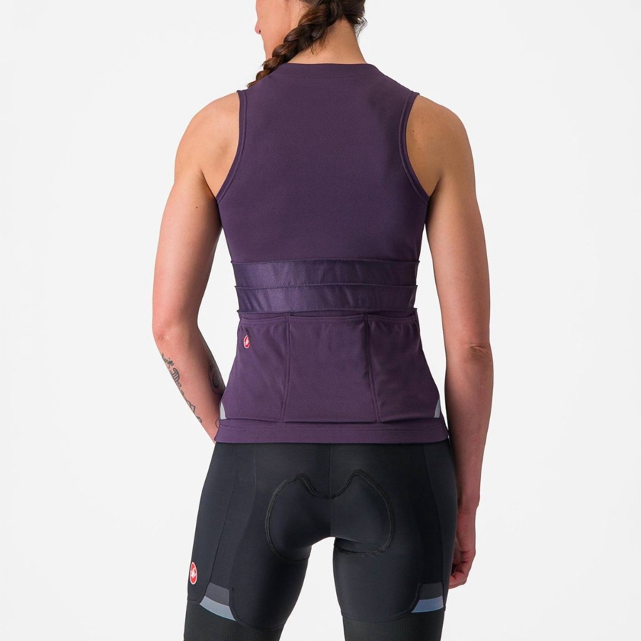 Purple White Women Castelli ANIMA 4 SLEEVELESS Jersey | MOBE-63714