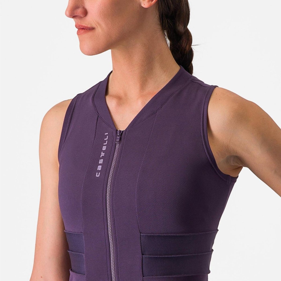 Purple White Women Castelli ANIMA 4 SLEEVELESS Jersey | MOBE-63714