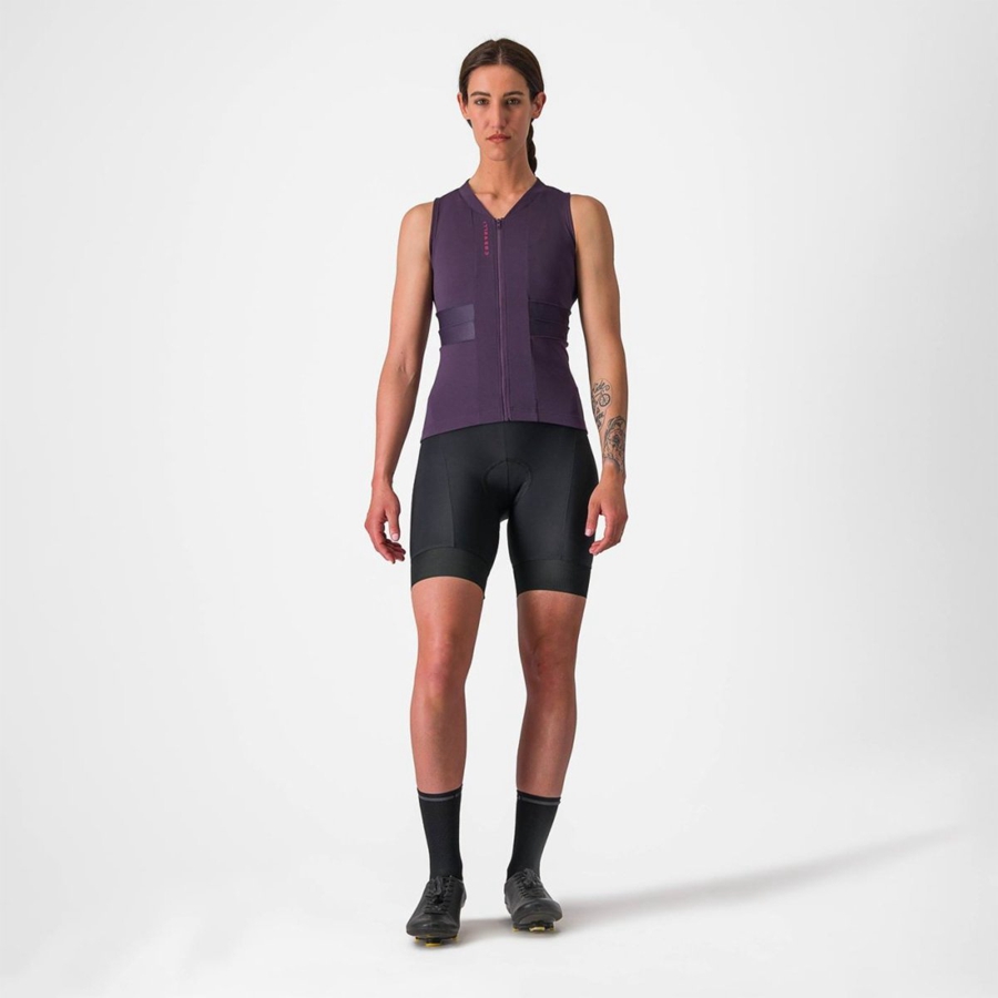 Purple White Women Castelli ANIMA 4 SLEEVELESS Jersey | MOBE-63714