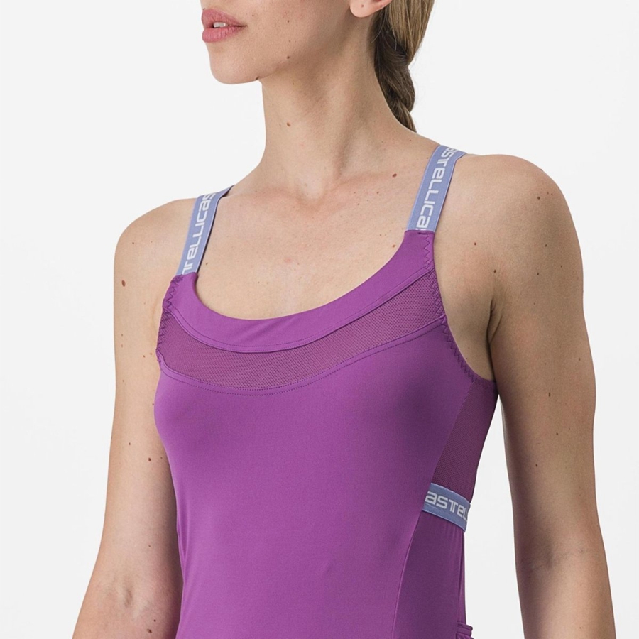 Purple White Women Castelli BAVETTE TOP Jersey | ZQSR-74563