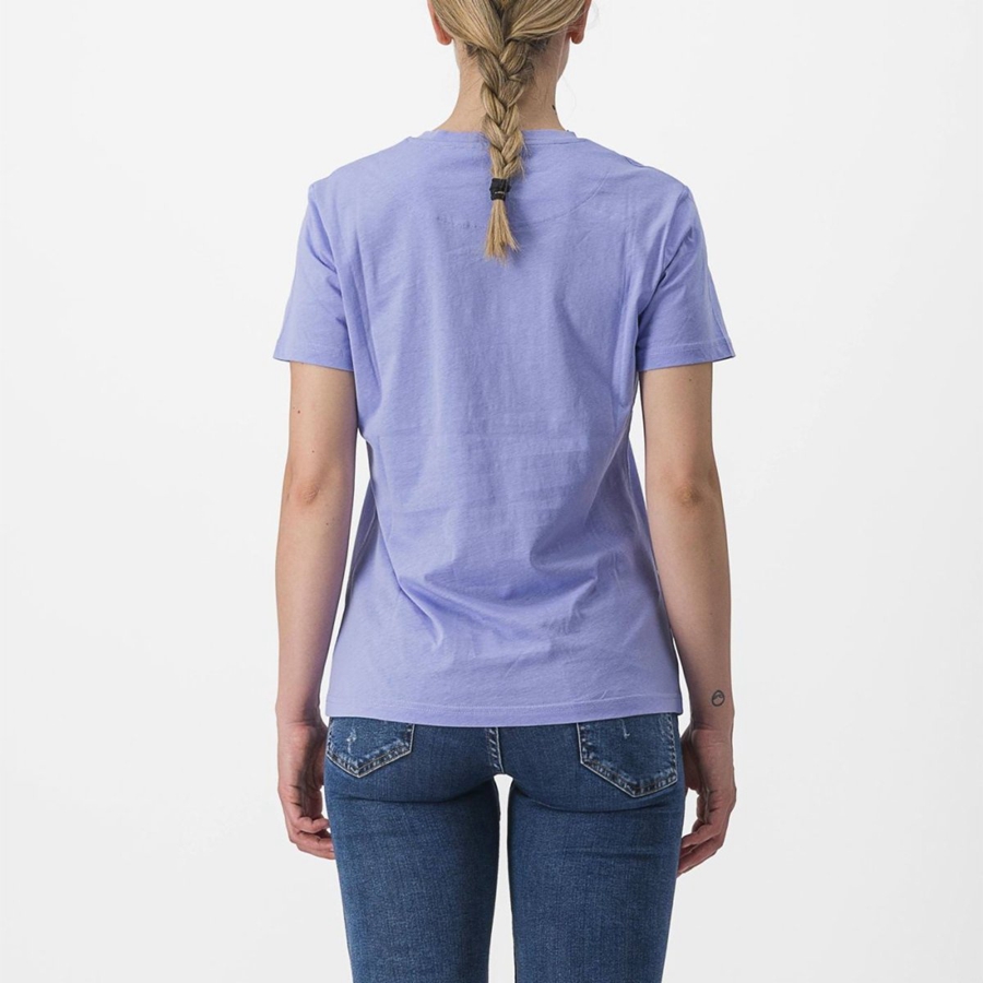 Purple White Women Castelli PEDALARE TEE Casual | JVDQ-52904