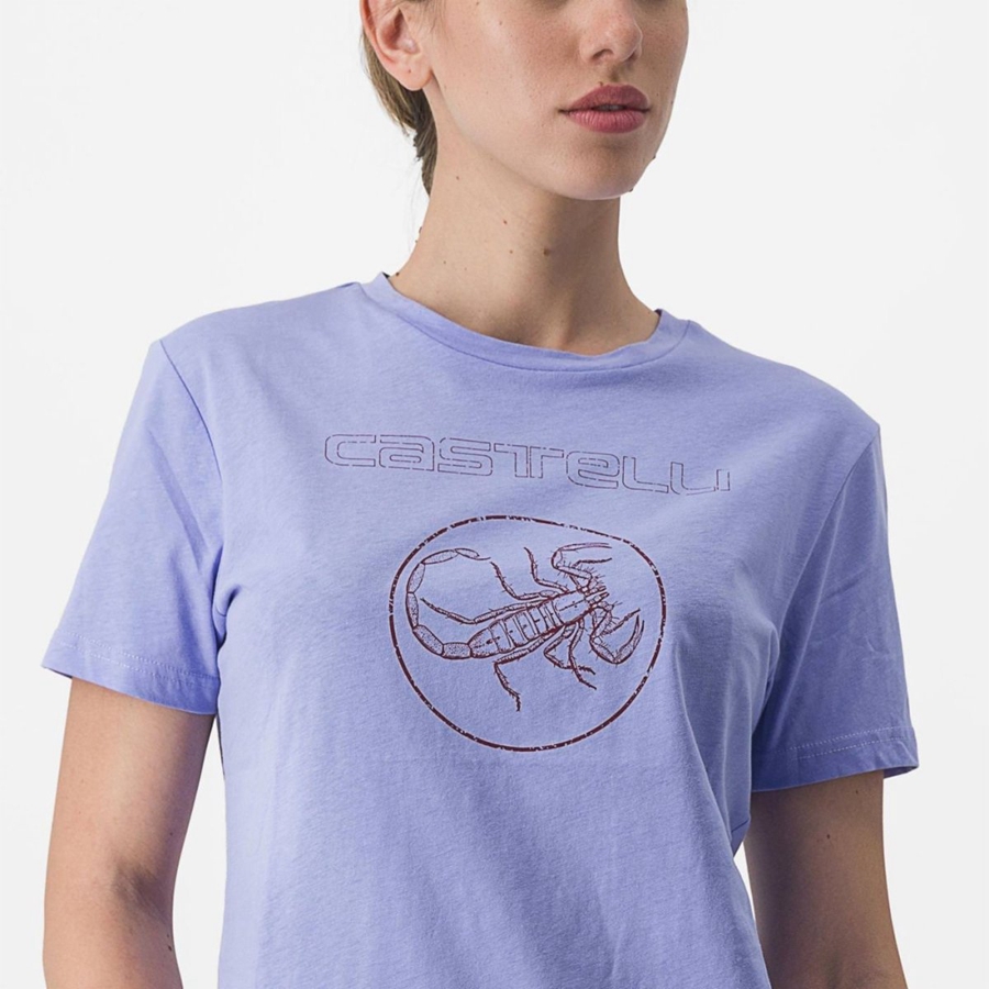 Purple White Women Castelli PEDALARE TEE Casual | JVDQ-52904