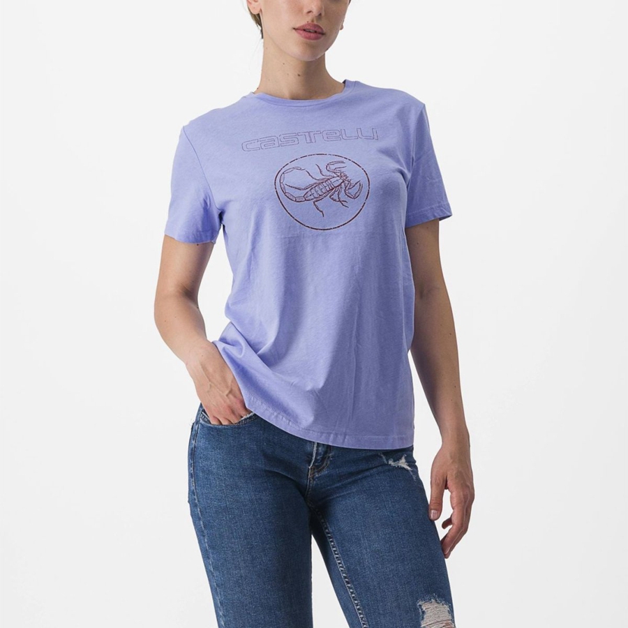 Purple White Women Castelli PEDALARE TEE Casual | JVDQ-52904