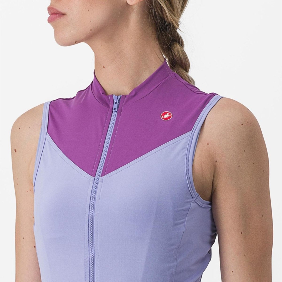 Purple White Women Castelli SOLARIS SLEEVELESS Jersey | BNES-27649