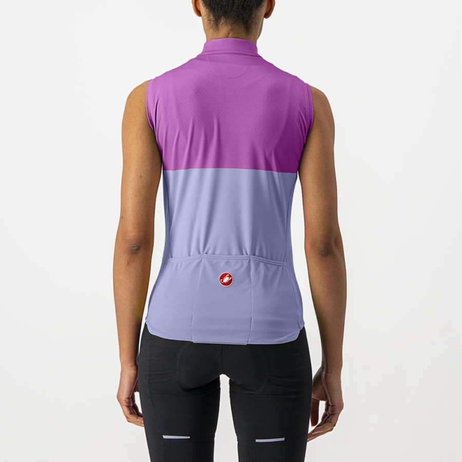 Purple White Women Castelli VELOCISSIMA SLEEVELESS Jersey | PIUO-06198