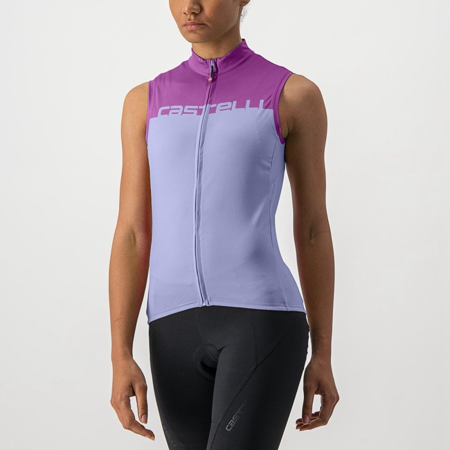 Purple White Women Castelli VELOCISSIMA SLEEVELESS Jersey | PIUO-06198