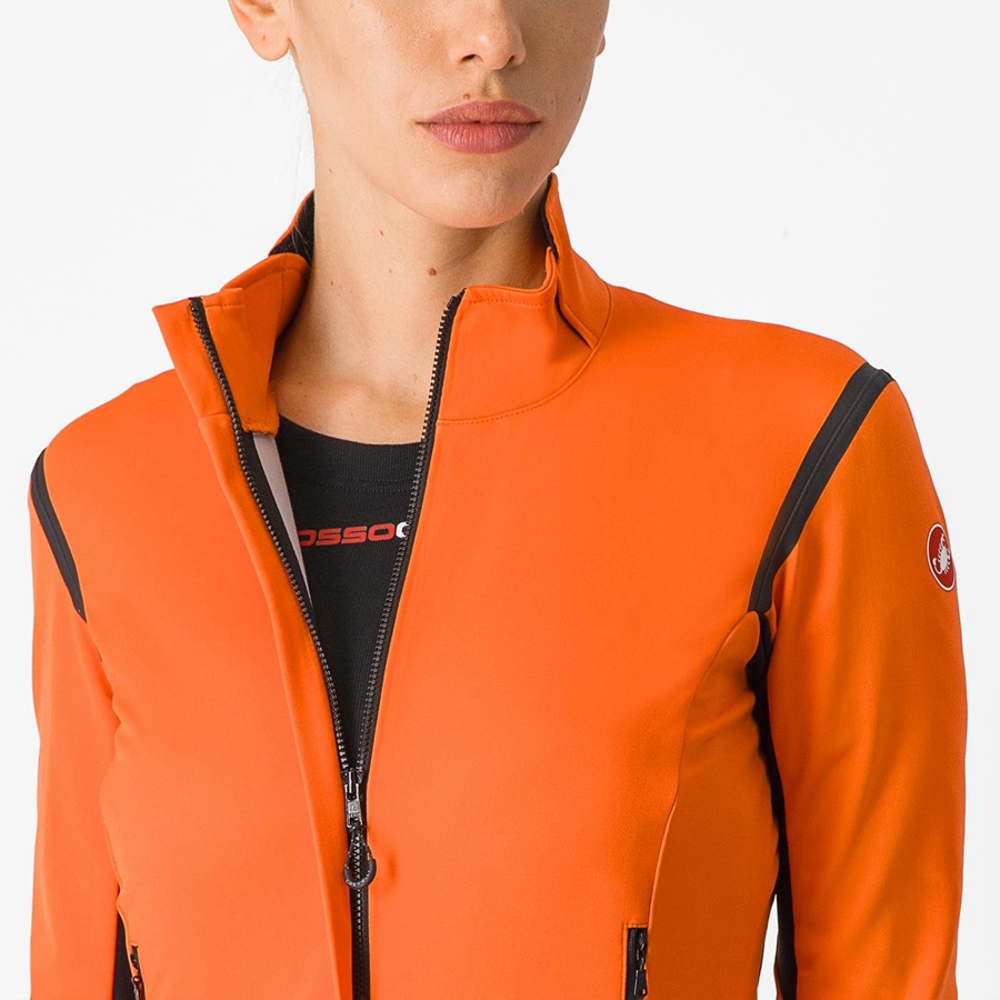 Red Orange / Black Women Castelli PERFETTO RoS 2 W Jackets | WQSZ-82539