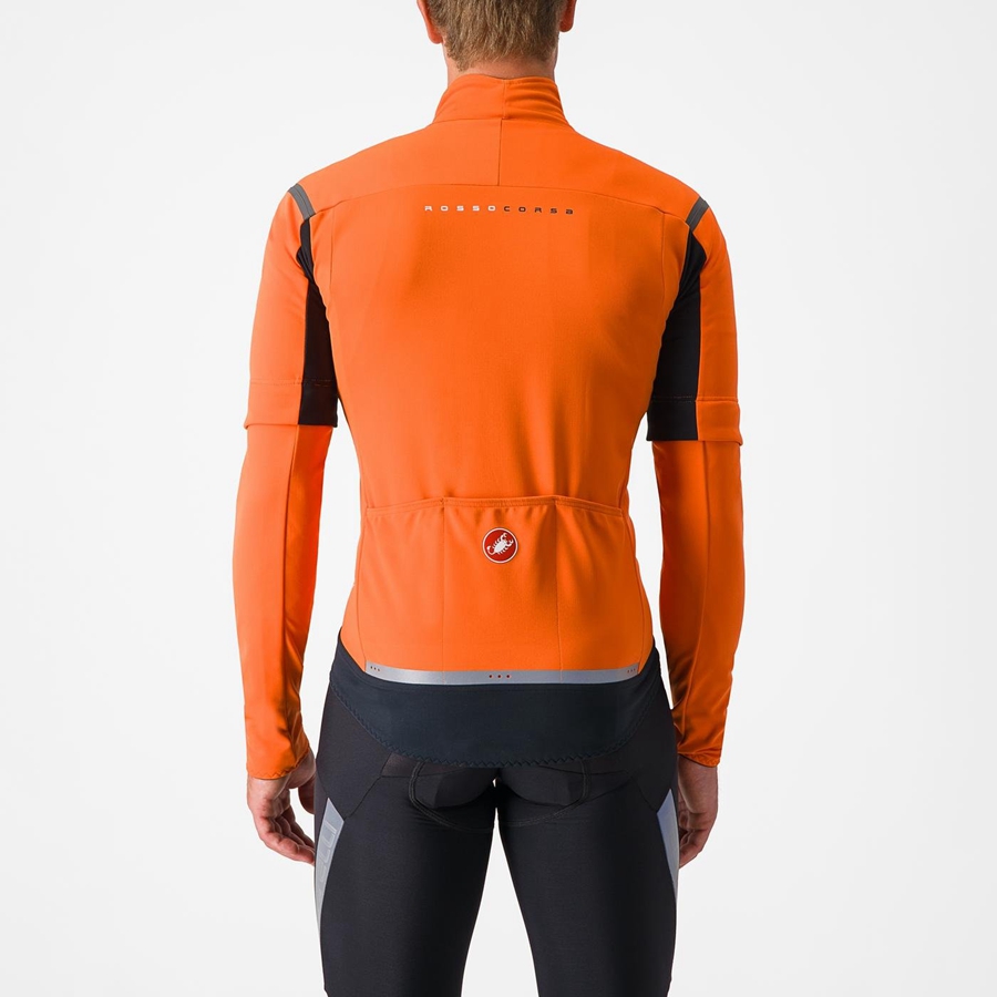 Red Orange / Dark Grey Men Castelli PERFETTO RoS 2 CONVERTIBLE Jackets | MWXN-39281