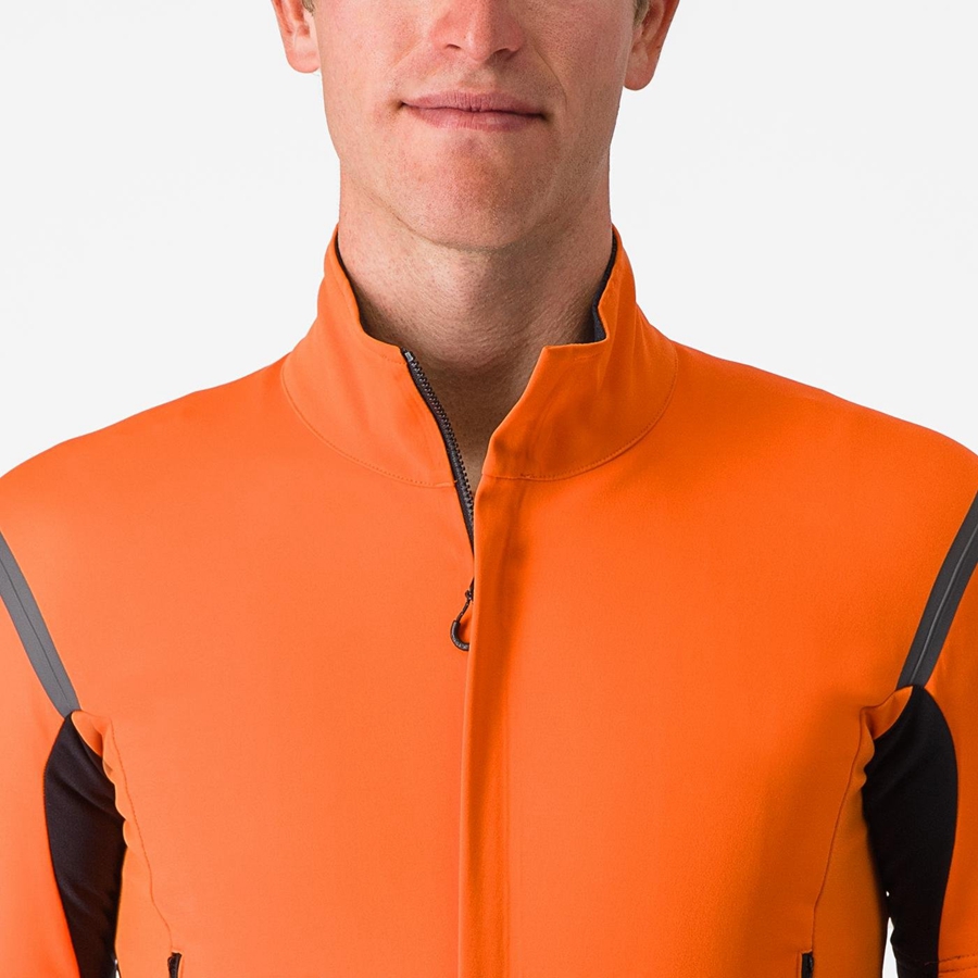 Red Orange / Dark Grey Men Castelli PERFETTO RoS 2 CONVERTIBLE Jackets | MWXN-39281