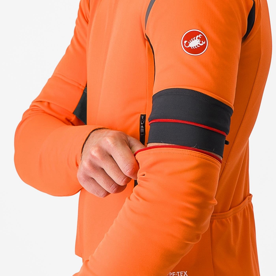 Red Orange / Dark Grey Men Castelli PERFETTO RoS 2 CONVERTIBLE Jackets | MWXN-39281