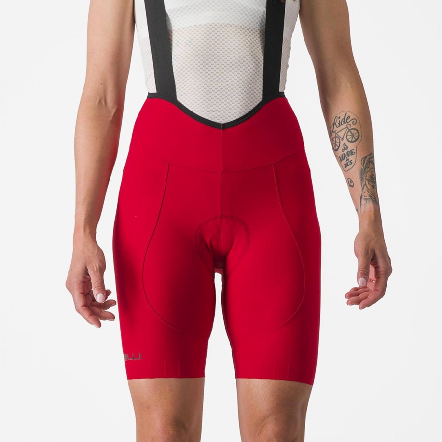 Red Women Castelli ESPRESSO W DT Bib Shorts | VFEJ-78623