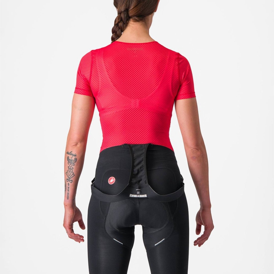 Red Women Castelli PRO MESH W SHORT SLEEVE Base Layer | KRHV-69180