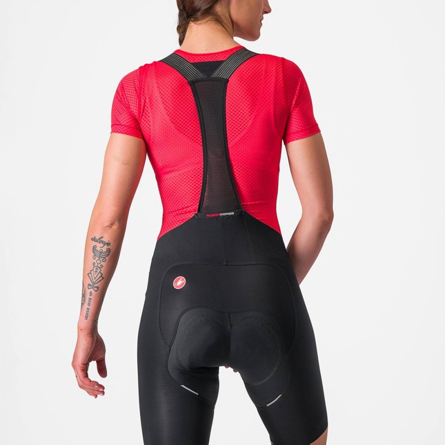 Red Women Castelli PRO MESH W SHORT SLEEVE Base Layer | KRHV-69180