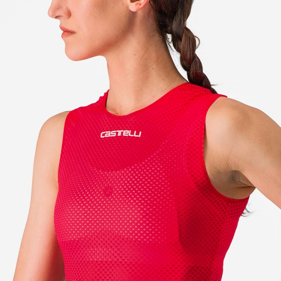 Red Women Castelli PRO MESH W SLEEVELESS Base Layer | HPGB-15947