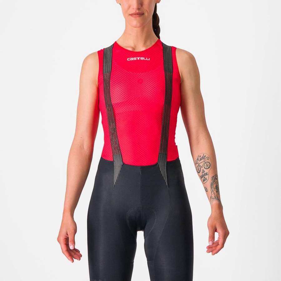 Red Women Castelli PRO MESH W SLEEVELESS Base Layer | HPGB-15947